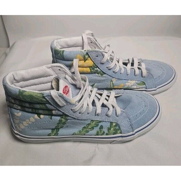 Vans Off The Wall Van Doren Light Blue Floral High Tops Size M6.5 W8 - Picture 3 of 10